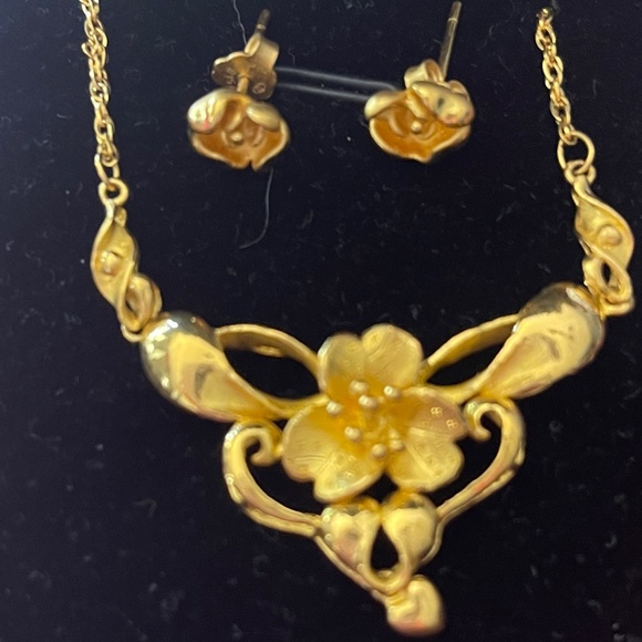 24k PURE Gold Necklace and Earring Set - Picture 1 of 7